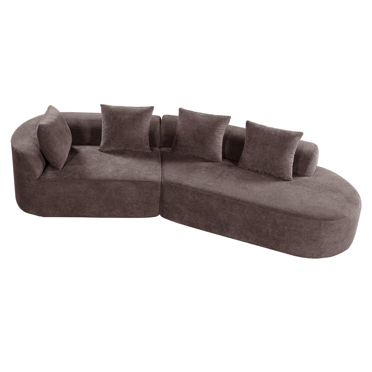 116" Brown Sectional Sofa with Chaise Lounge - Foam Polyester