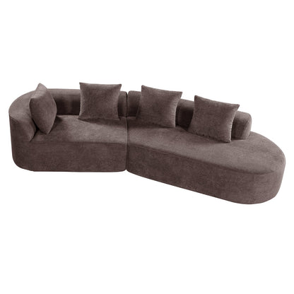 116" Brown Sectional Sofa with Chaise Lounge - Foam Polyester