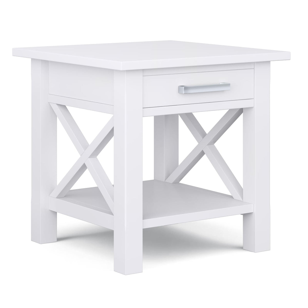 Kitchener End Table - White Wood Storage for Living Room