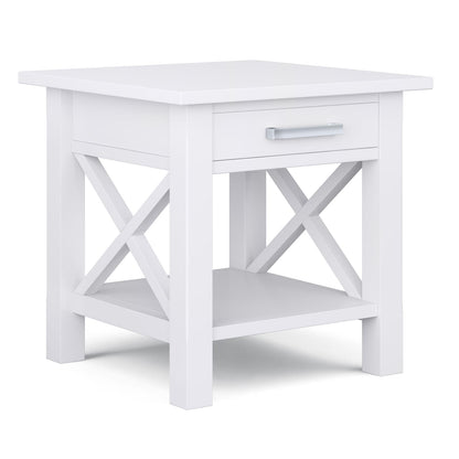 Kitchener End Table - White Wood Storage for Living Room