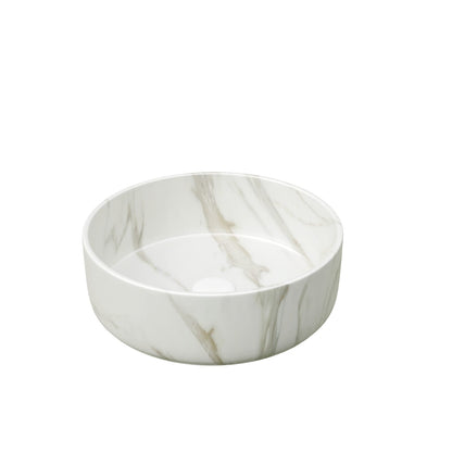 White Ceramic Round Bathroom Sink 14 Inch