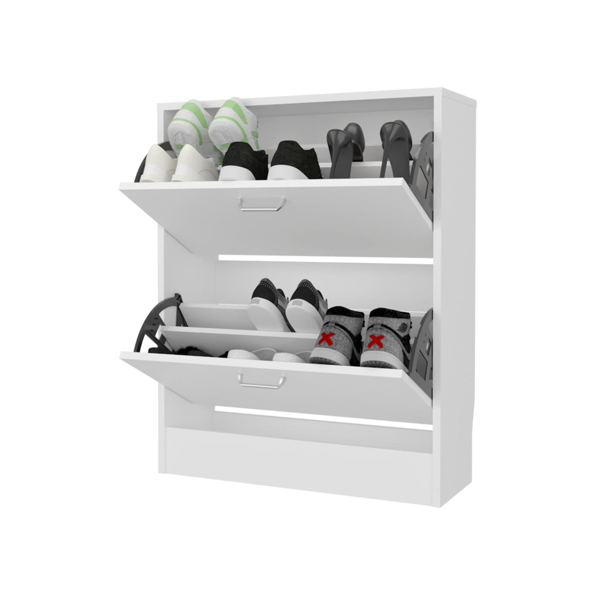 White Shoe Cabinet with 2 Doors - Storage Solutions for Living Room