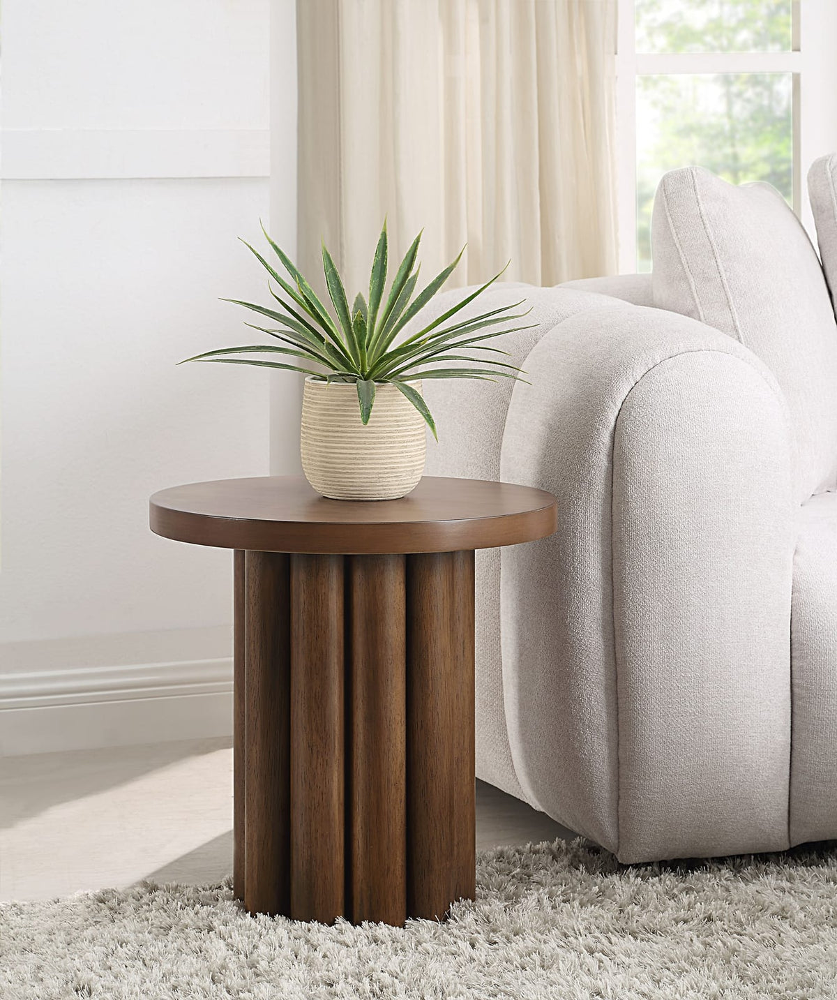 Loanna Wooden Color Finish End Table - Brown, Synthetic Wood