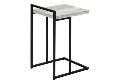 C-Shaped Accent Table - Grey Laminate, Black Metal for Living Room