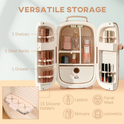 HOMCOM Portable Skincare Fridge - White | 12L Mini Fridge for Makeup & Beauty