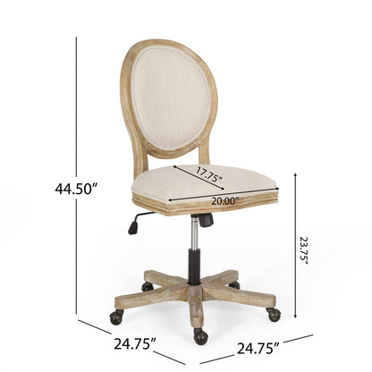 Beige Fabric Swivel Lift Office Chair - French Country Style