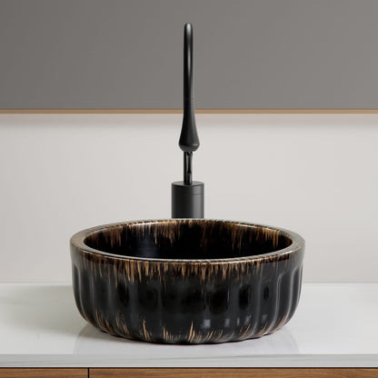 15"X15" Black Bathroom Sink Above Counter Small Bowl Vessel Bathroom Sink Ceramic