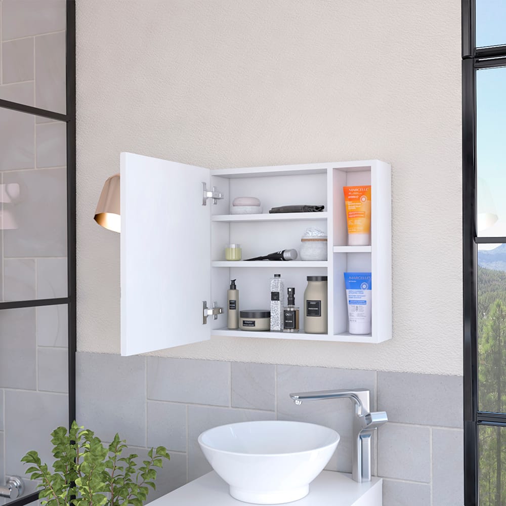 Viking Medicine Cabinet - White, 3 Shelves, Durable Particle Board
