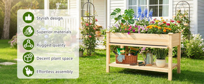 48" Natural Wood Raised Garden Bed Planter