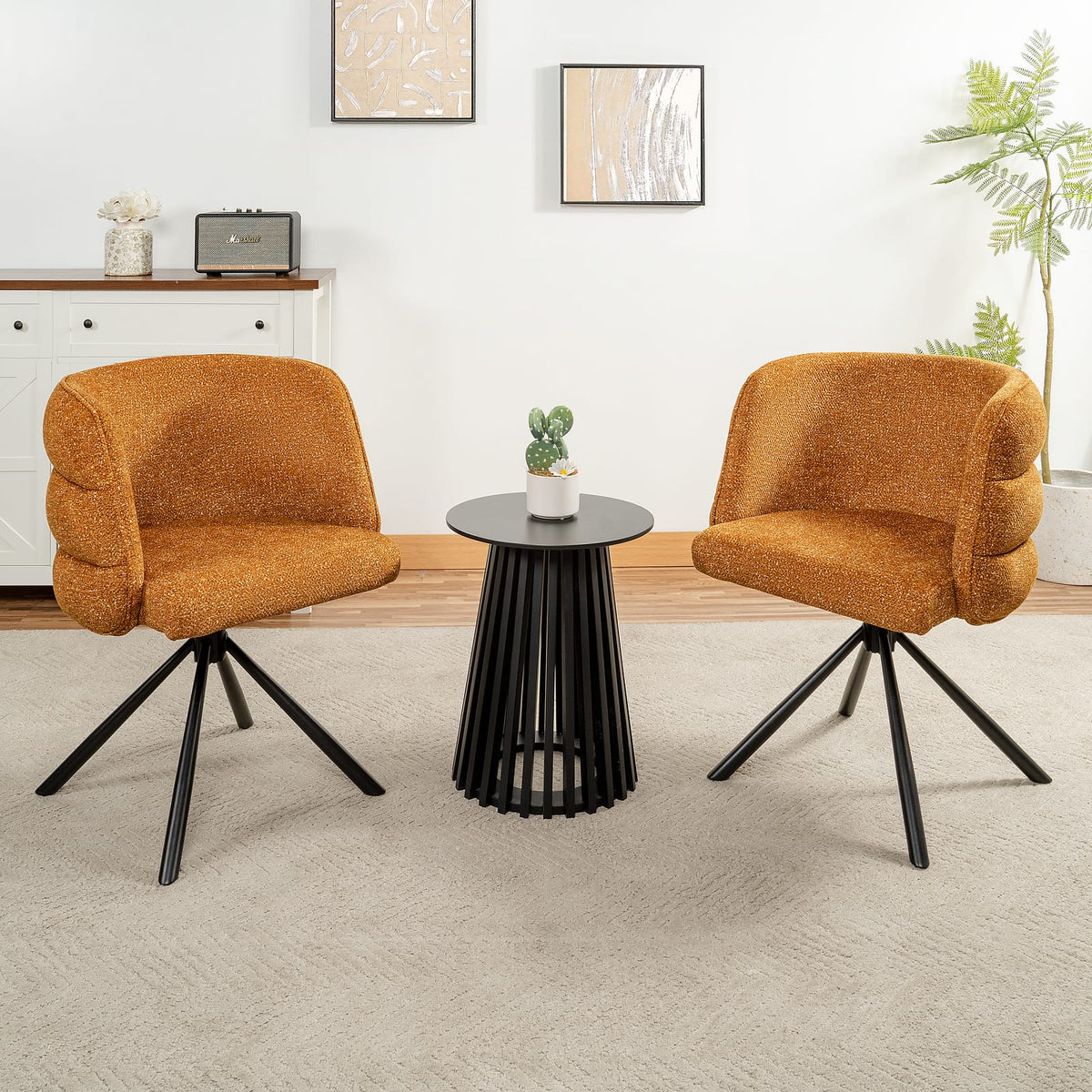 Orange Swivel Desk Chair - 270 Degree Rotation, Metal Base for Living Room