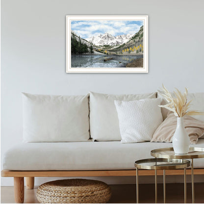 Trendy Wall Art Maroon Bells - Multi-Color Wood Frame Decor
