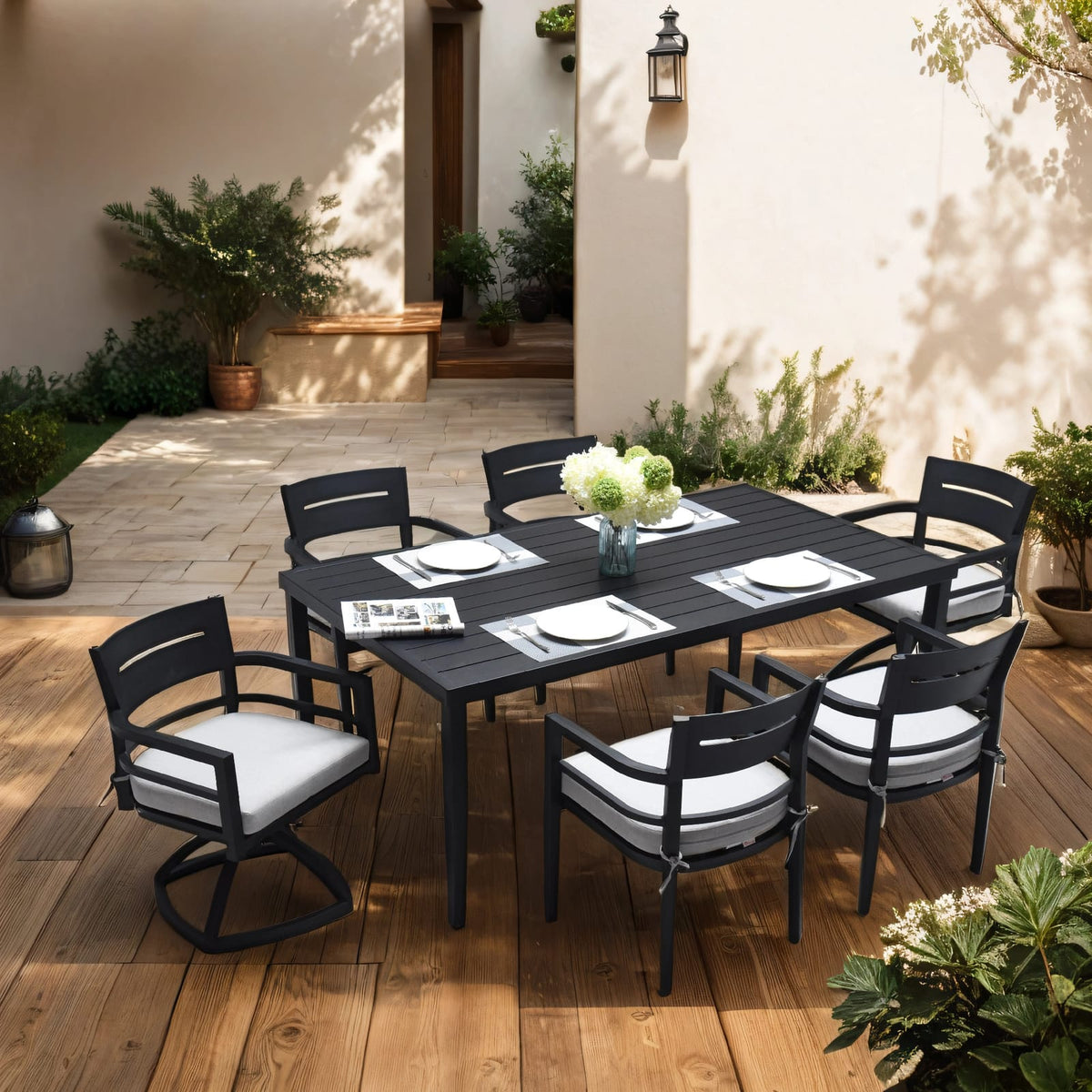 Ember Black Aluminum Outdoor Dining Table - 40" x 70"