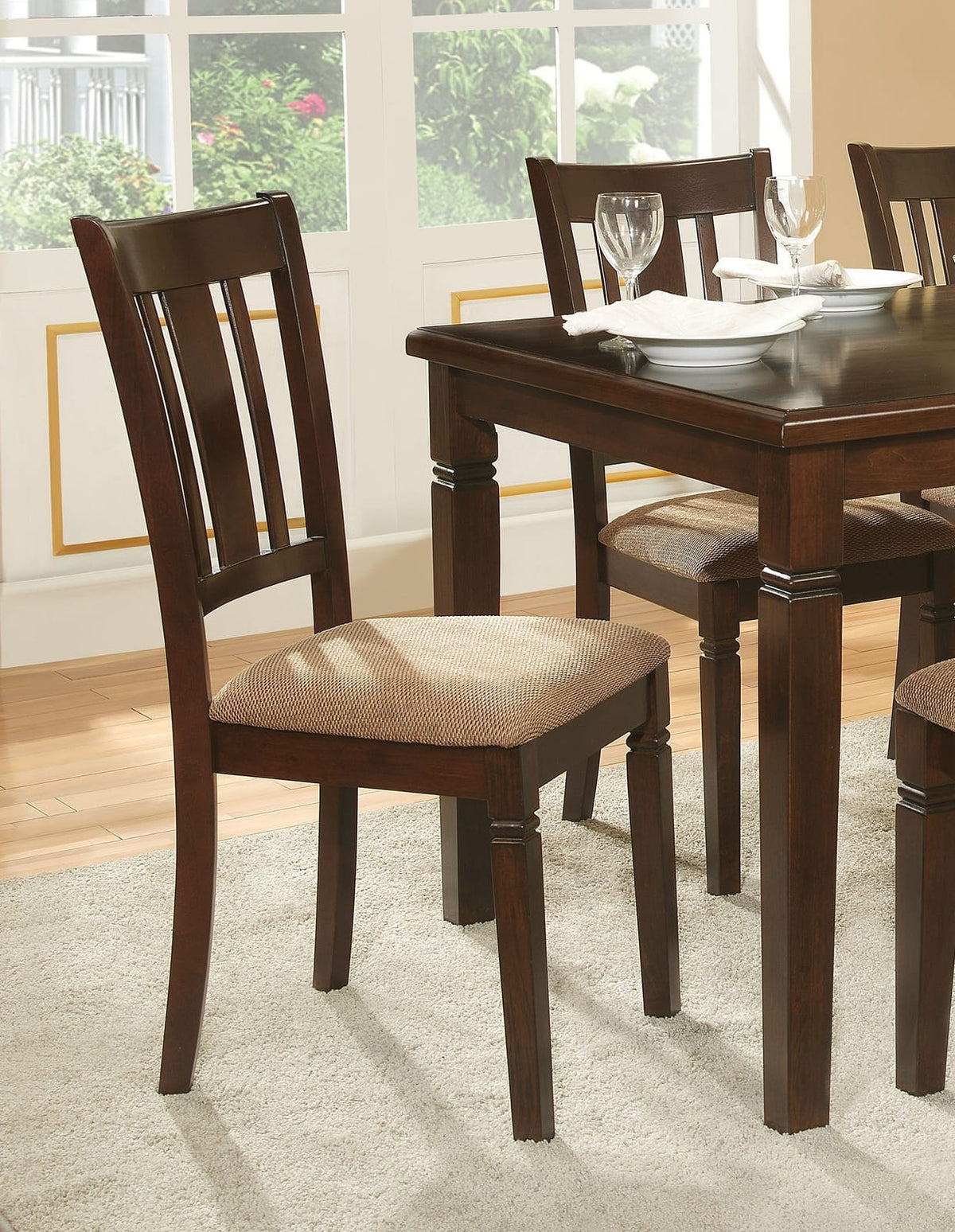 Espresso Oak Wood Dining Set with 4 Chairs for Transitional Dining Room