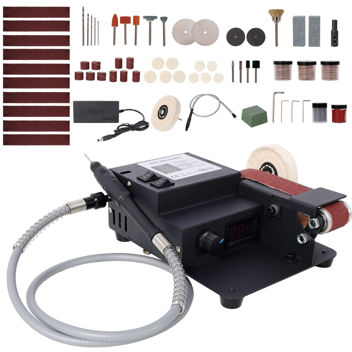 2-in-1 Belt Sander - Mini Electric Polisher, Black