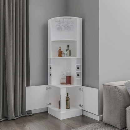 White Corner Bar Cabinet - 18.5" x 18.5" Storage for Living Room