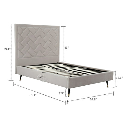 Greige Eucalyptus Full Bed Frame with Headboard