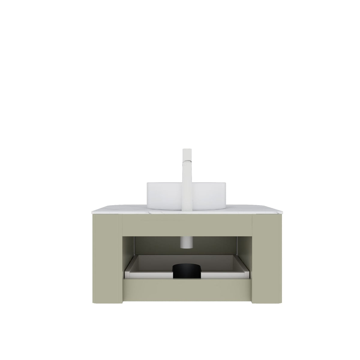 Modern Light Green Bathroom Vanity with Ceramic Basin and Storage