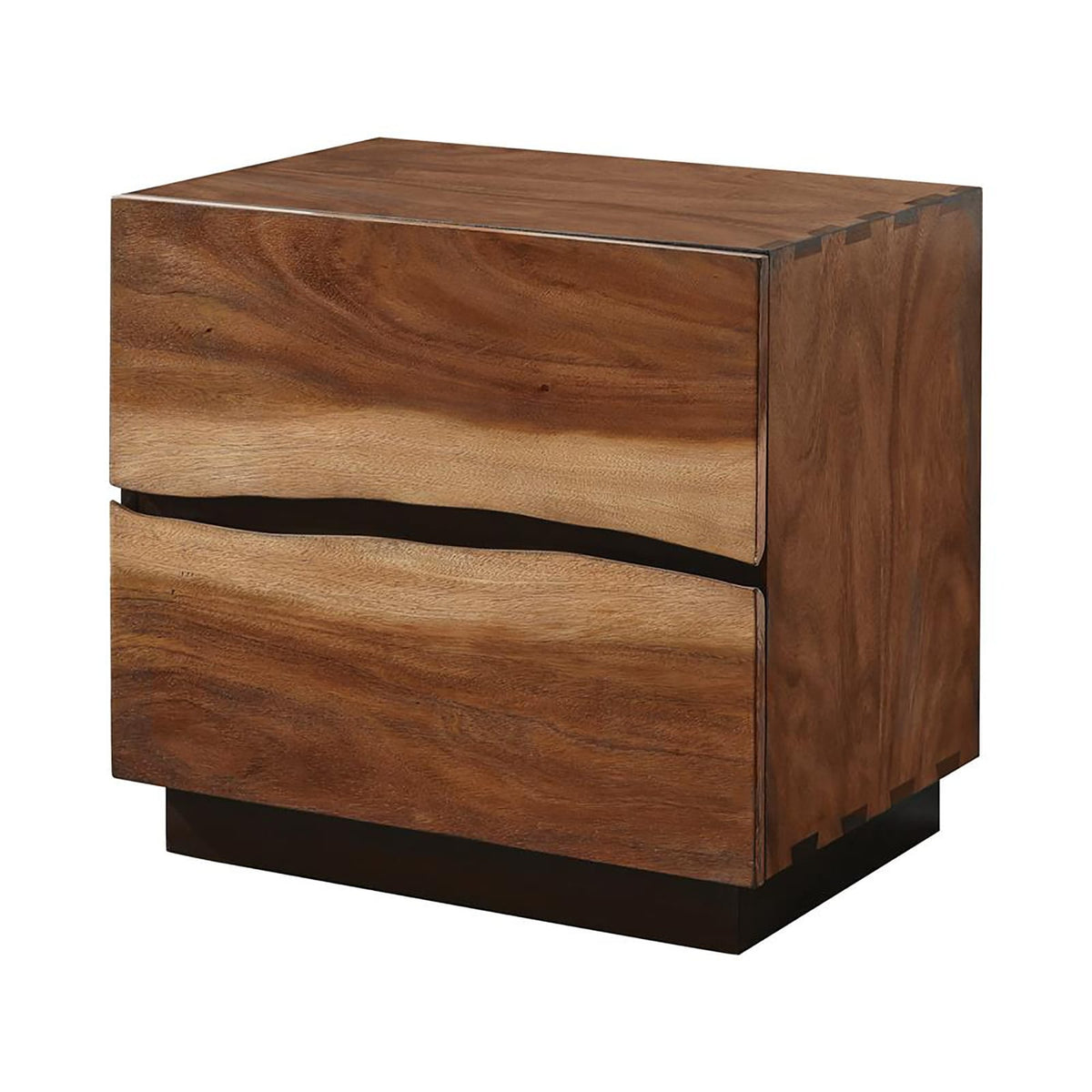 Smokey Walnut 2-Drawer Nightstand - Farmhouse Style