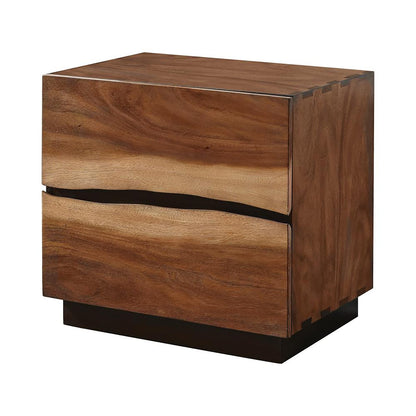 Smokey Walnut 2-Drawer Nightstand - Farmhouse Style