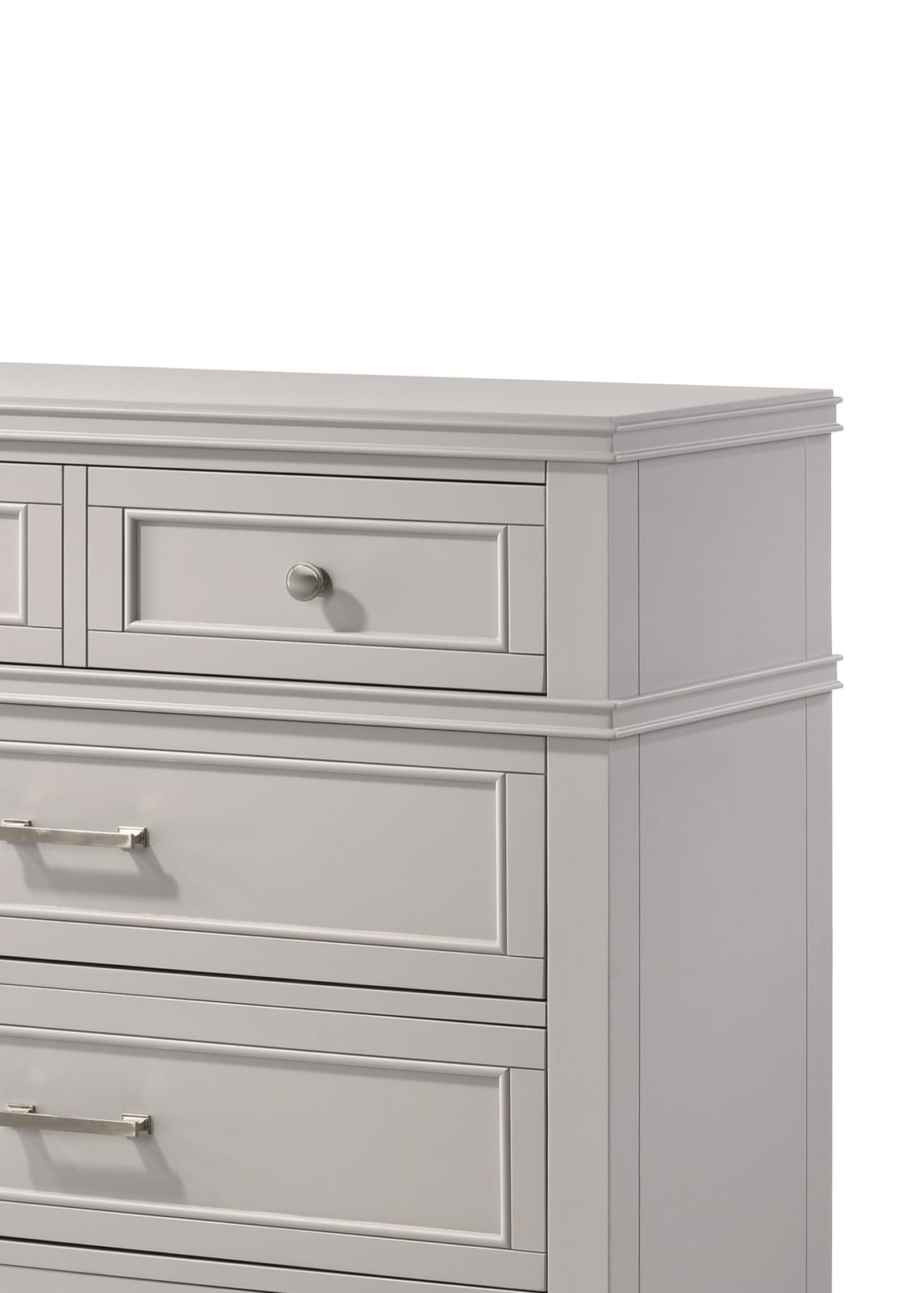Gray Solid Wood Chest with 5 Drawers for Bedroom Storage