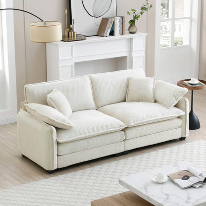 Beige Corduroy 2-Seat Sofa - Comfortable Living Room Sofa