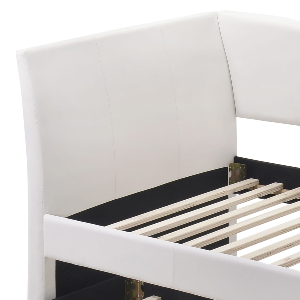 White Twin Faux Leather Daybed with Trundle for Guest Storage