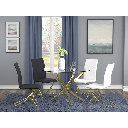 Orlette Dining Table - Clear Glass Top, Brass Finish - 46" Round