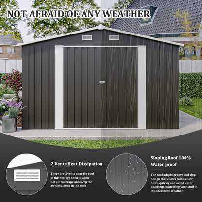 10x14 Campcraft Outdoor Storage Shed - Dark Gray Metal