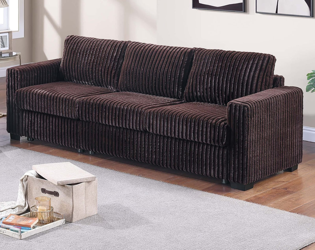 Coffee Corduroy 5 Seat Sofa Set Loveseat for Living Room