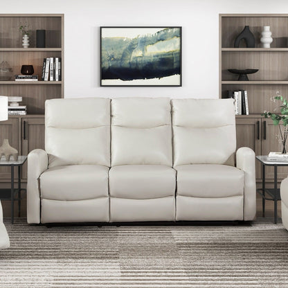 Contemporary Beige Double Reclining Sofa - Plywood Frame