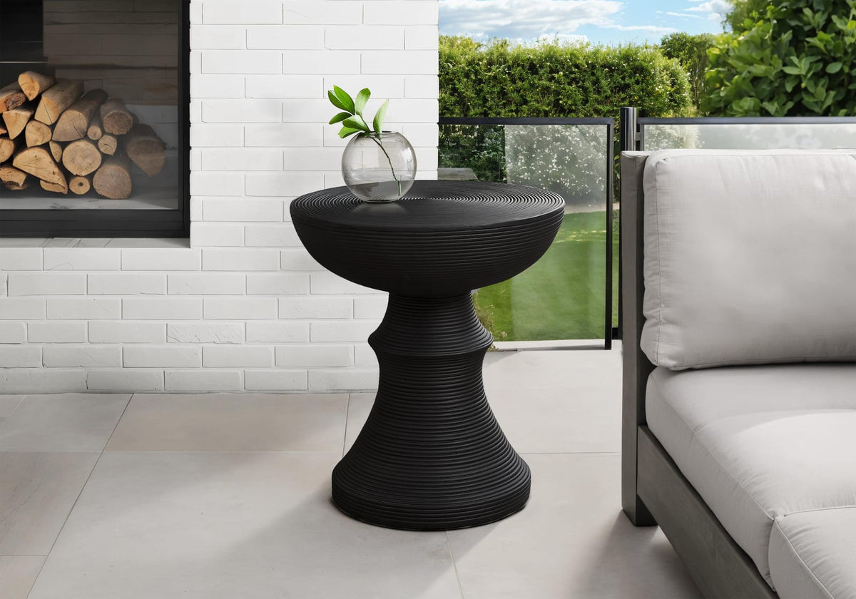 Black Magnesium Oxide Accent Table - 25"H Outdoor Side Table