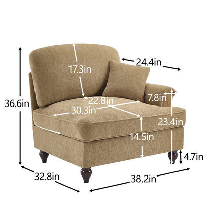 Light Coffee Chenille Sofa - 1 Seat for Living Room