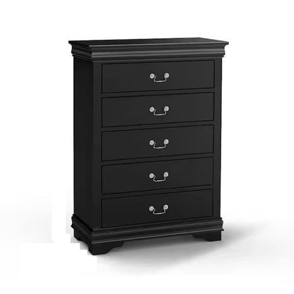 Black Solid Wood Bedroom Dresser - 31.5" W x 15.5" D x 48" H