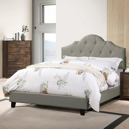 Queen Size Gray Upholstered Arch Bed Frame for Bedroom
