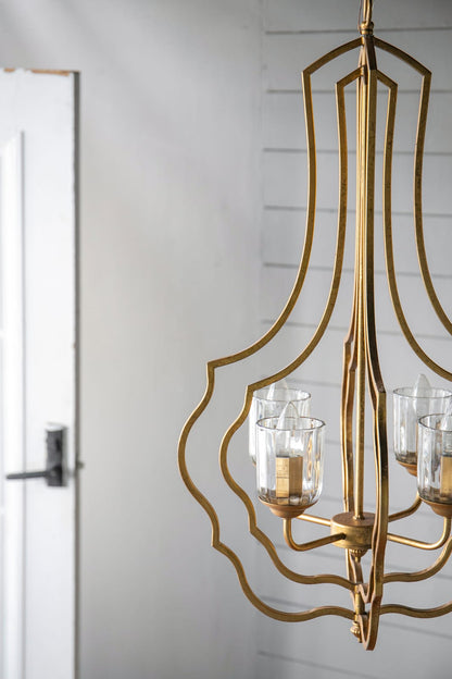 Gold Iron Chandelier - 4 Light Hanging Fixture