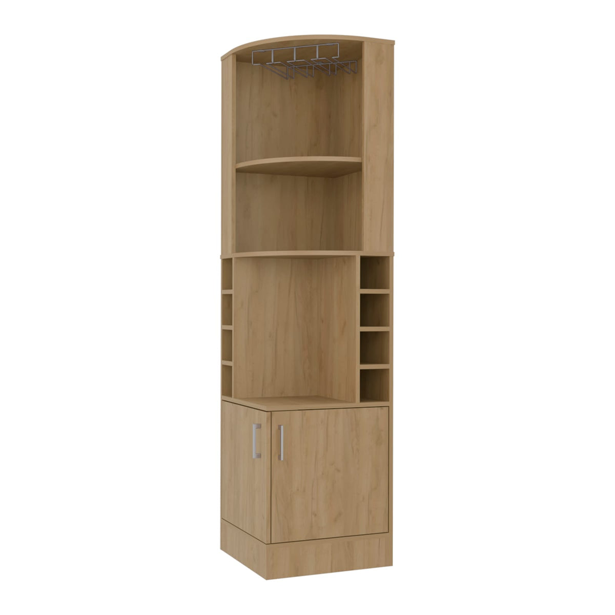 Cairo Corner Bar Cabinet - Natural Oak Wine Rack Storage