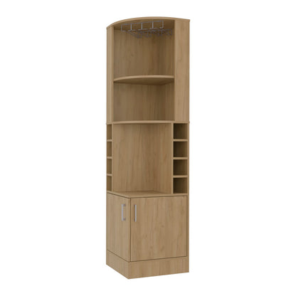 Cairo Corner Bar Cabinet - Natural Oak Wine Rack Storage