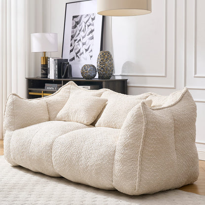 Soft Beige Chenille Bean Bag Chair - Family Room Comfort for Living Room