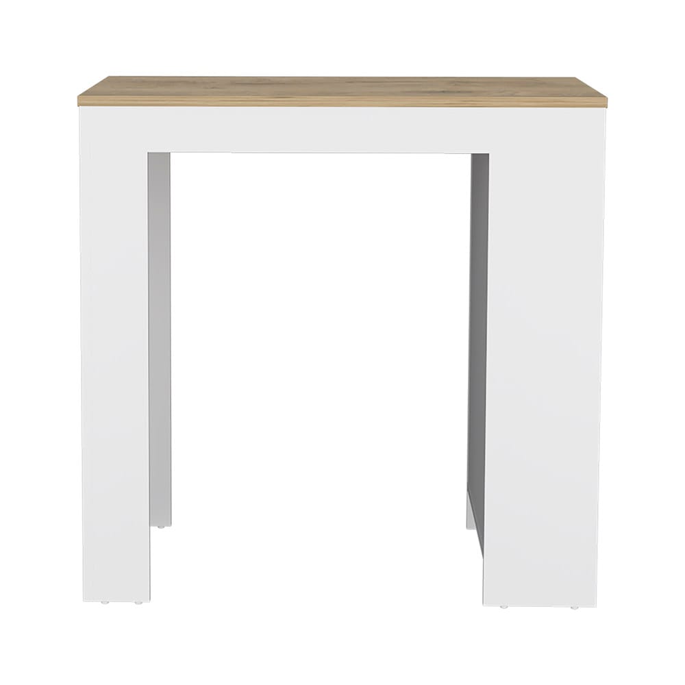 Doyle Kitchen Island - White & Light Oak, 3 Shelves for Dining Room