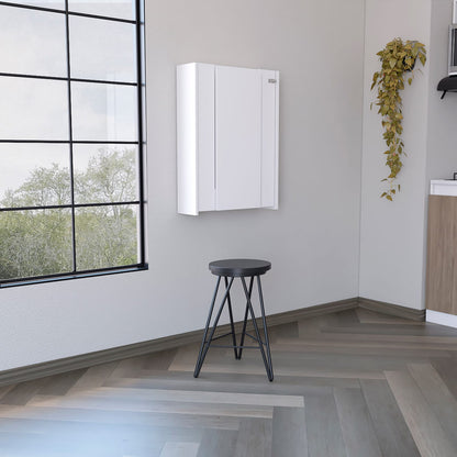White Particle Board Wall Mount Table with Storage Shelves for Living Room