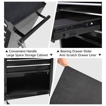 4 Drawer Tool Cart with Wheels - Black