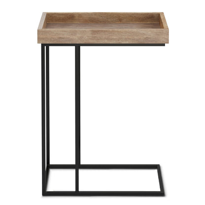 Light Brown Wood C Side Table - 18.1"D x 11.8"W