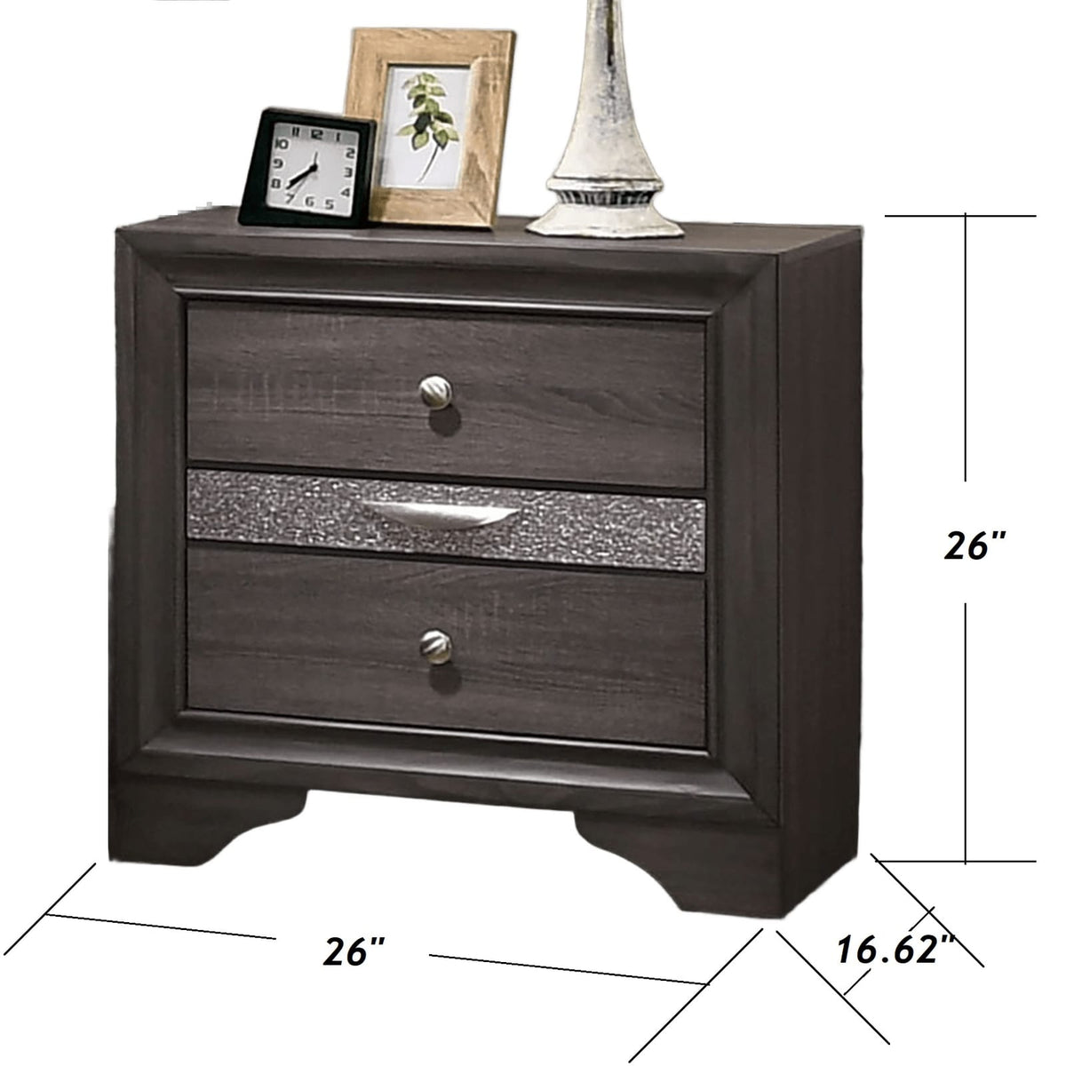 Contemporary Gray 1pc Nightstand with Drawers for Bedroom