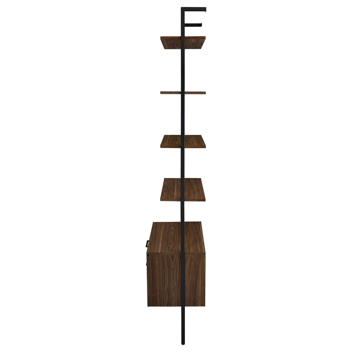 Walnut 4 Shelf Wall Bookshelf Storage Cabinet