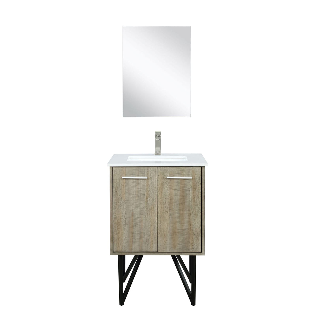 Rustic Acacia Bath Vanity - Storage & Mirror Included