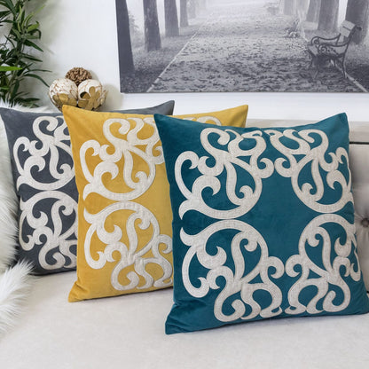 20x20 Green Polyester Pillow Cover Dark Green Vine Design