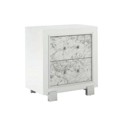 SKYE Marble White Nightstand - Modern Bedroom Storage