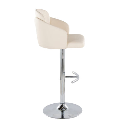 Cream Faux Leather Adjustable Barstools - Set of 2