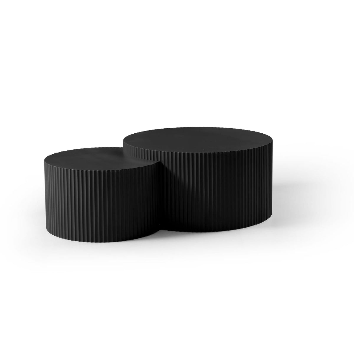 Black Nesting Side Table Set - 2 Round Tables for Living Room