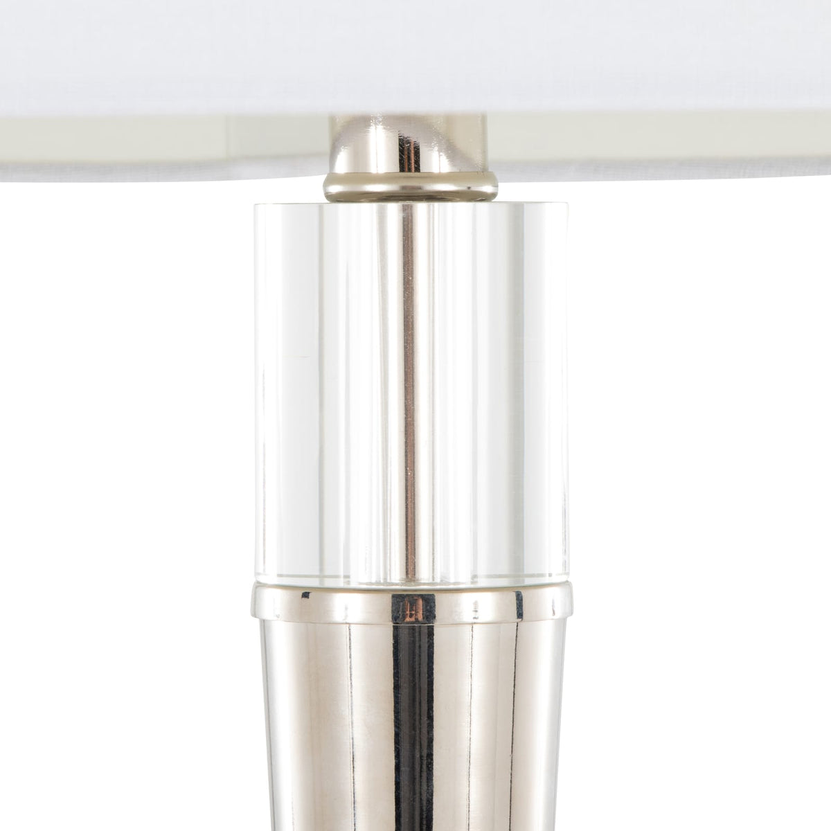 Set of 2 Metal Floor Lamps - Clear Crystal & Linen Shade
